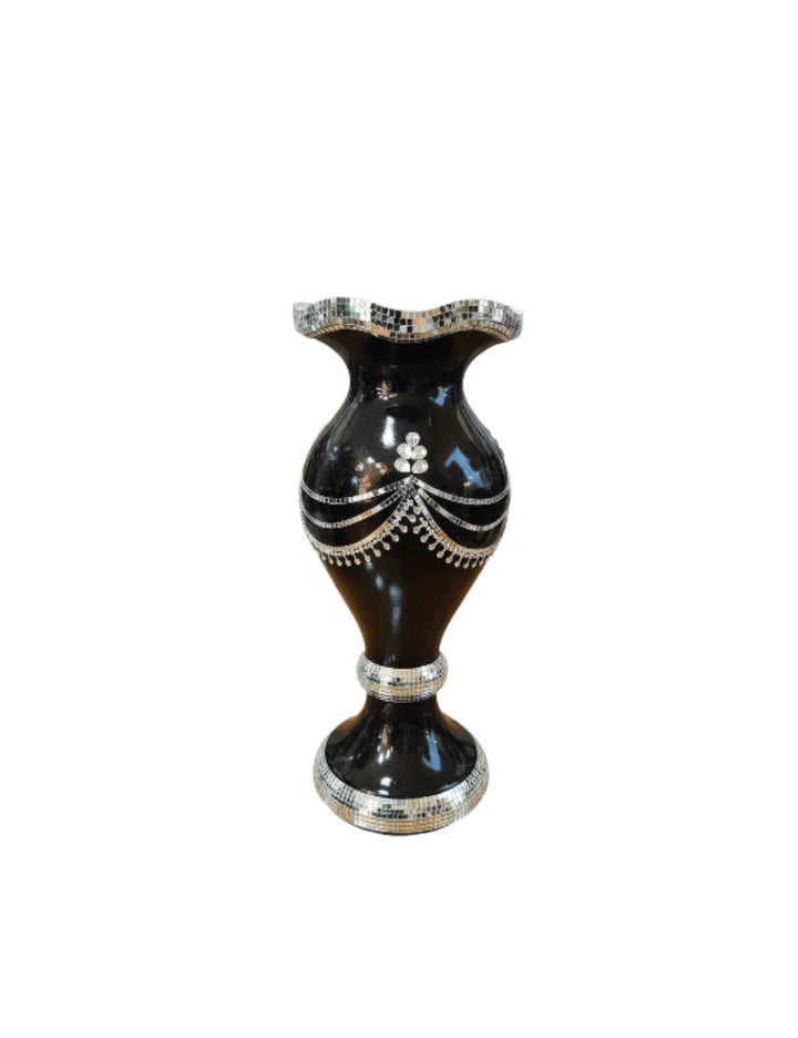 Black & Silver Sparkly Mirrored Floor Vase 60cm – Sparkle Decors