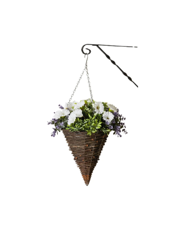 Artificial Petunia Cone Hanging Basket – Sparkle Decors