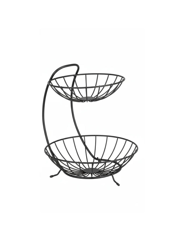 Elegant 2-Tier Brooklyn Finish Fruit Basket Rack – Sparkle Decors