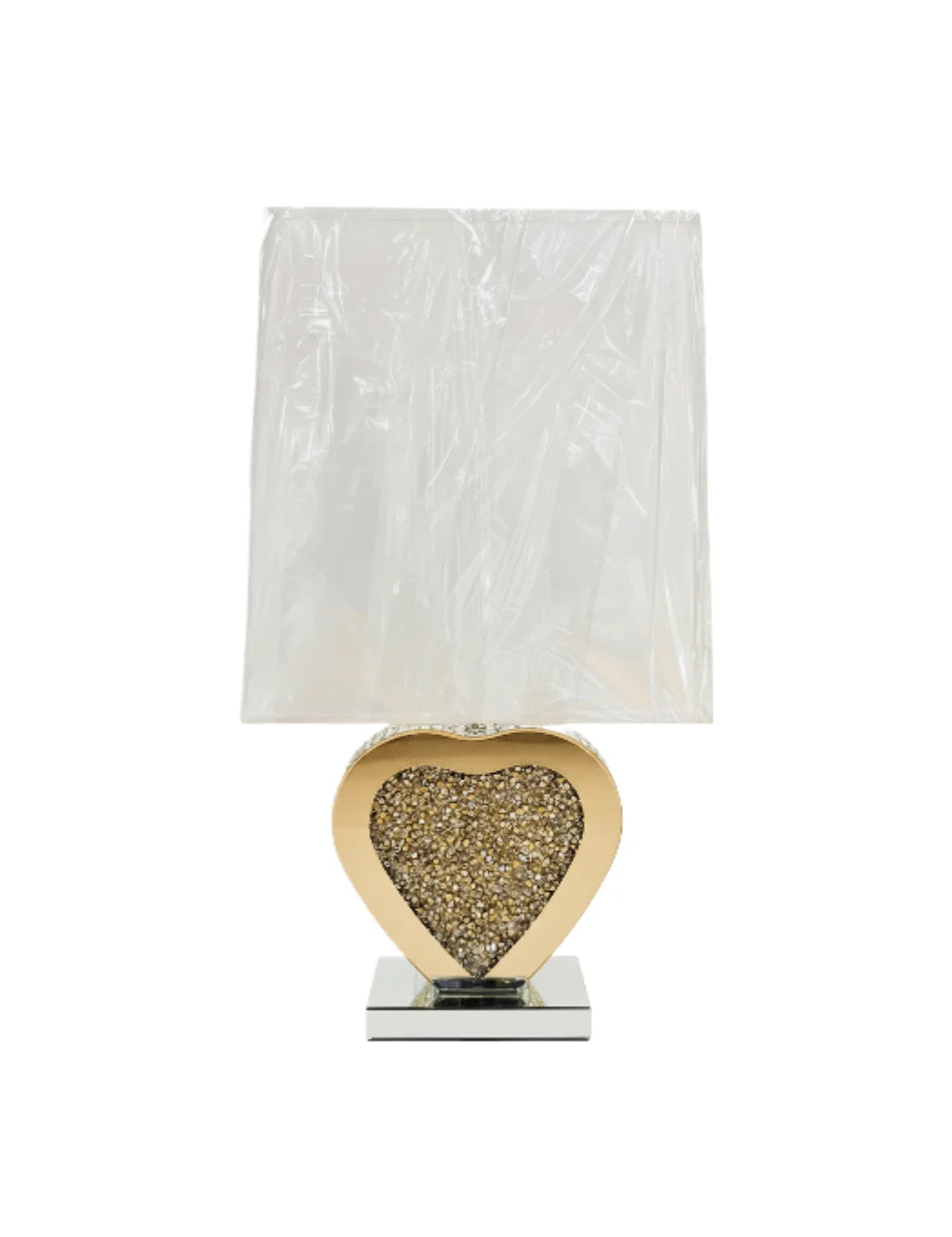 Love Heart Crushed Crystal Silver Table Lamp Sparkle Decors