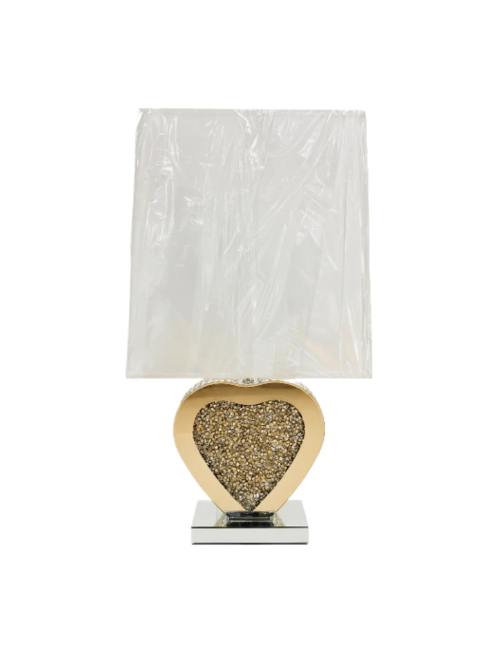 Love Heart Crushed Crystal Silver Table Lamp Sparkle Decors
