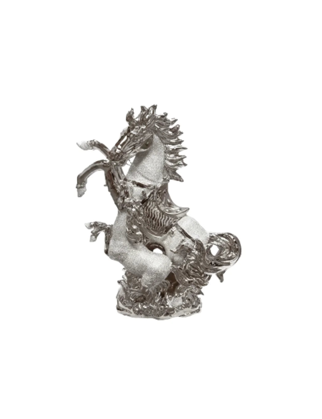 Italian Chrome Horse & Foal Silver Decor 25cm | Sparkle Decors