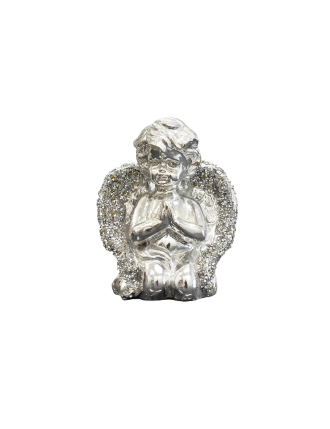 Crushed Diamond Baby Angel Silver Sparkle Ornament – Sparkle Decors