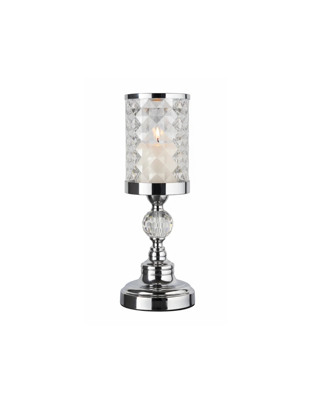 Crystal Effect Chrome Candle Holder for Home Décor – Sparkle Decors
