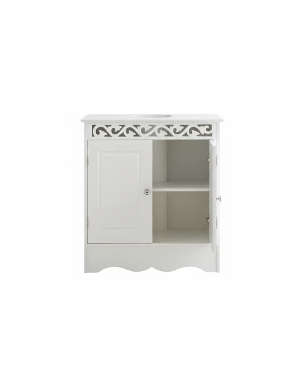Camille White Undersink Bathroom Cabinet with Rhinestones – Sparkle Decors