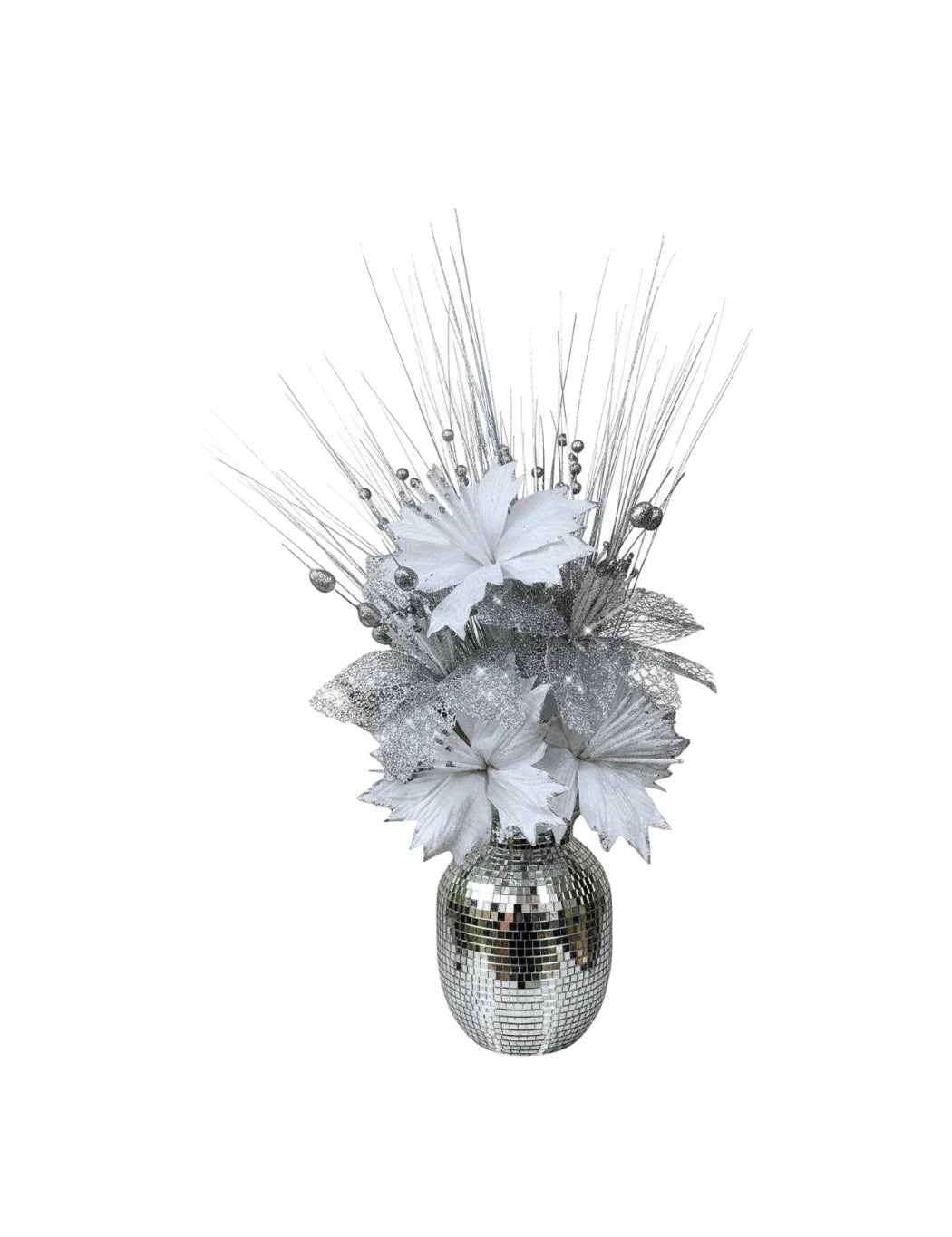 Artificial Silver & White Flower Bouquet for Decor – Sparkle Decors