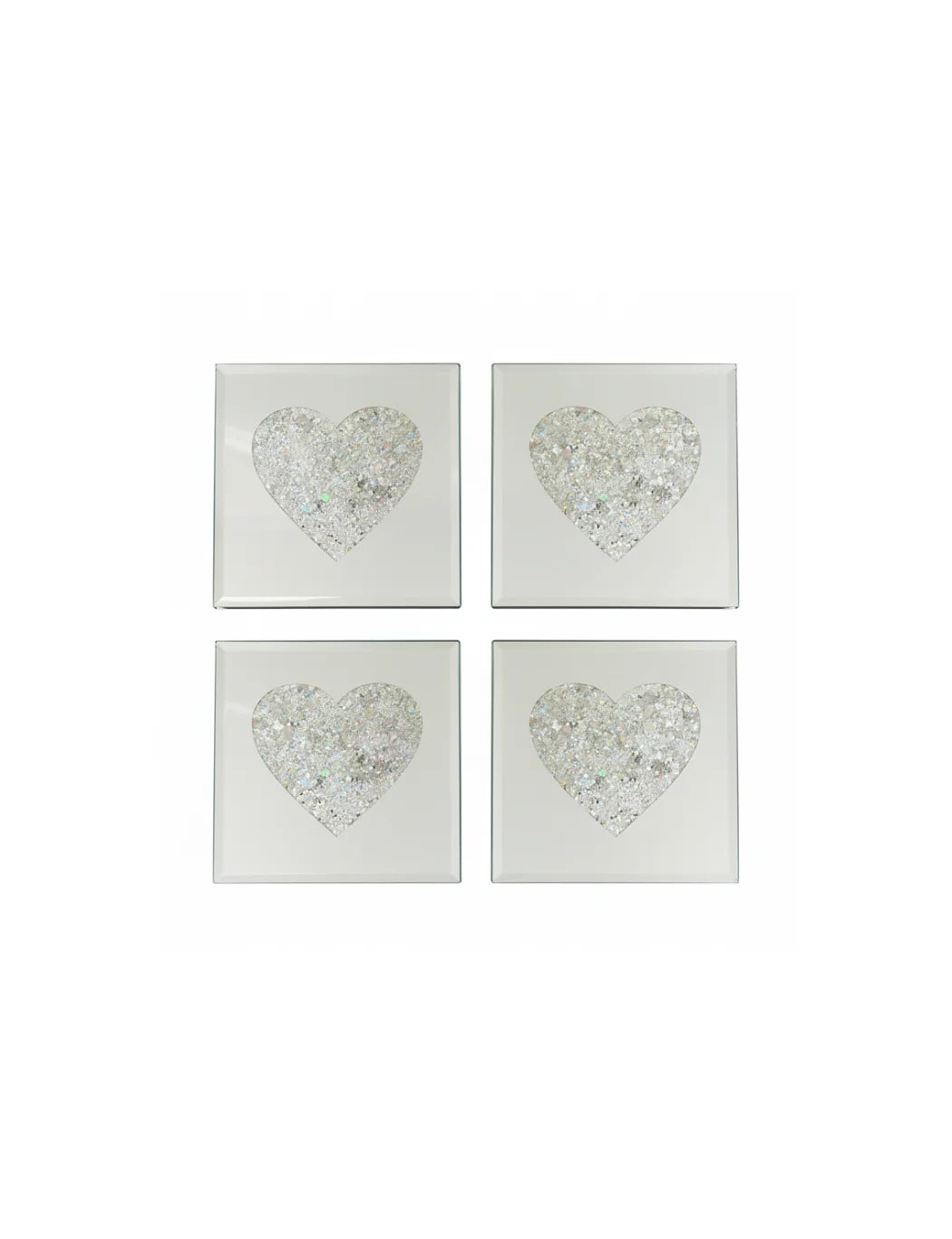 Heart-Shaped Rainbow Glitter Coaster Set of 4 – Sparkle Decors