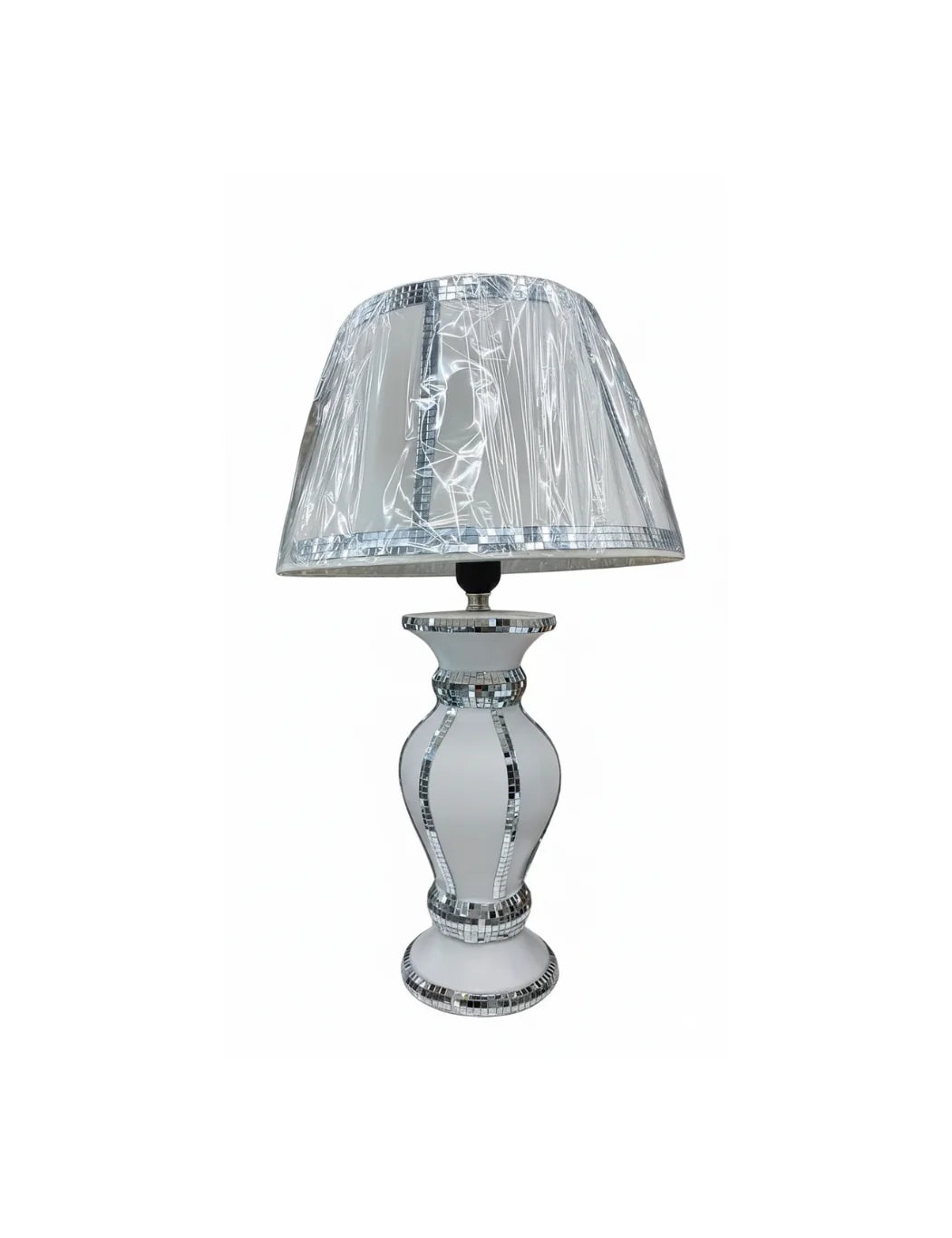 Crush Crystal Ceramic White Silver Table Lamp – Sparkle Decors