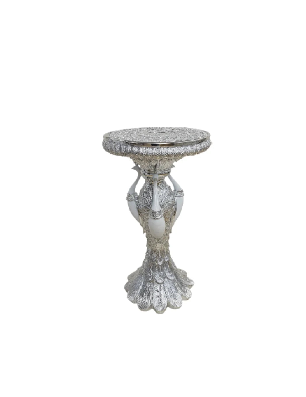 Peacock Crystal Sparkly Silver Side Table 60cm | Sparkle Decors