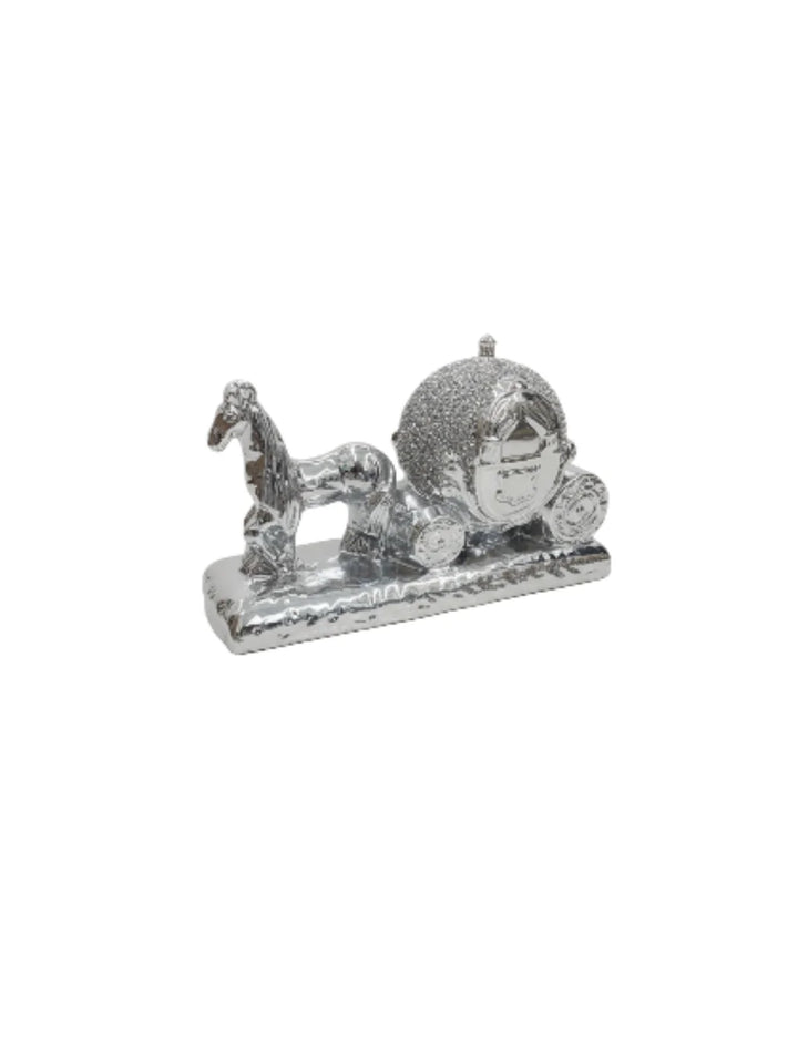 Silver Unicorn Carriage Crushed Diamond Ornament Sparkle Decors