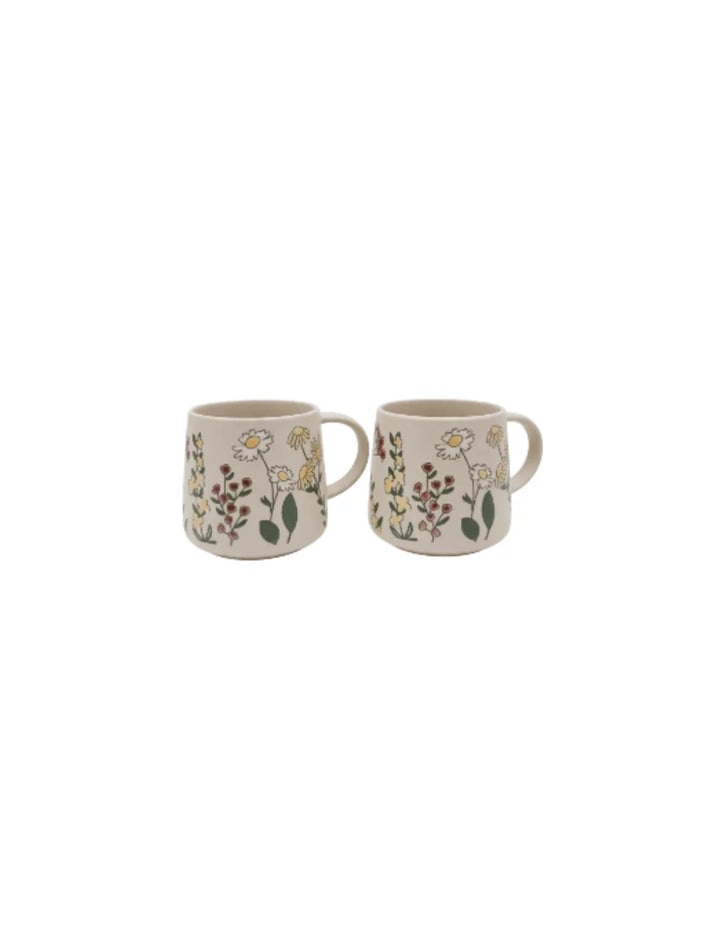 Floral Ceramic Mug Set of 2 Stylish Gift Sparkle Decors