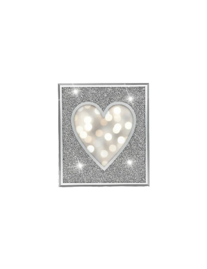 Crushed Crystal Heart Photo Frame Silver Sparkle – Sparkle Decors