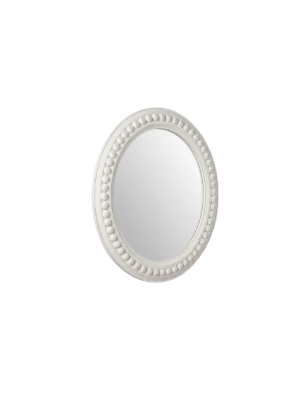 White Rustic Beaded Circle Wall Mirror Elegant Design – Sparkle Decors