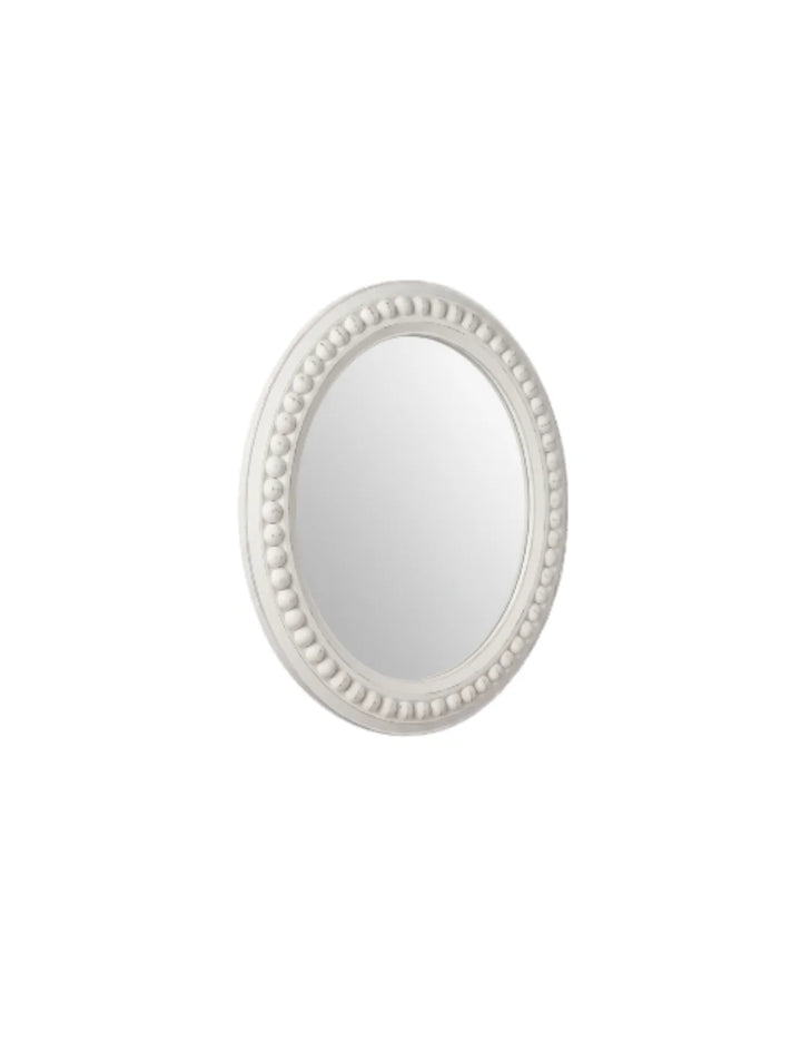 White Rustic Beaded Circle Wall Mirror Elegant Design – Sparkle Decors
