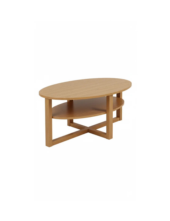 Large 2-Tier Oak Effect Coffee Table with Storage – Sparkle Decors