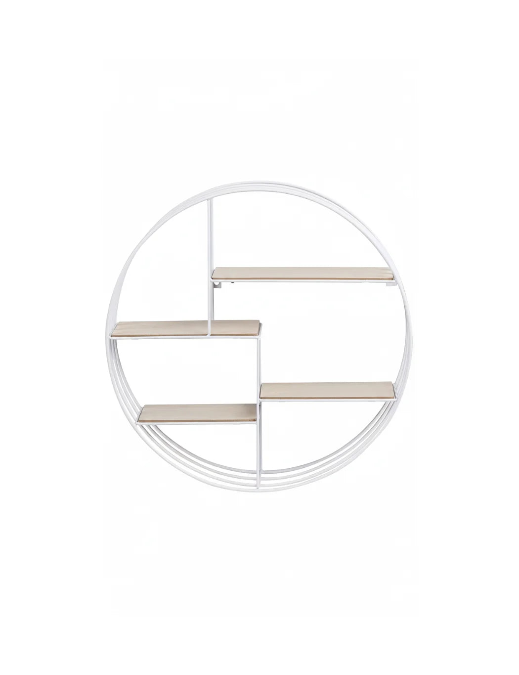 White Round Metal & Wood Wall Shelf Unit – Sparkle decors