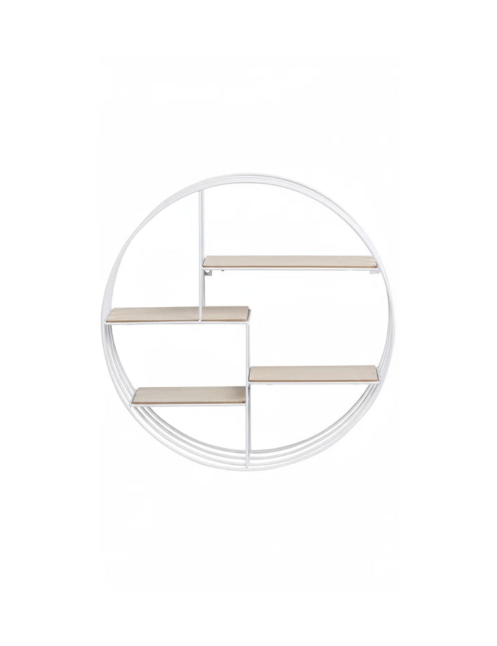 White Round Metal & Wood Wall Shelf Unit – Sparkle decors