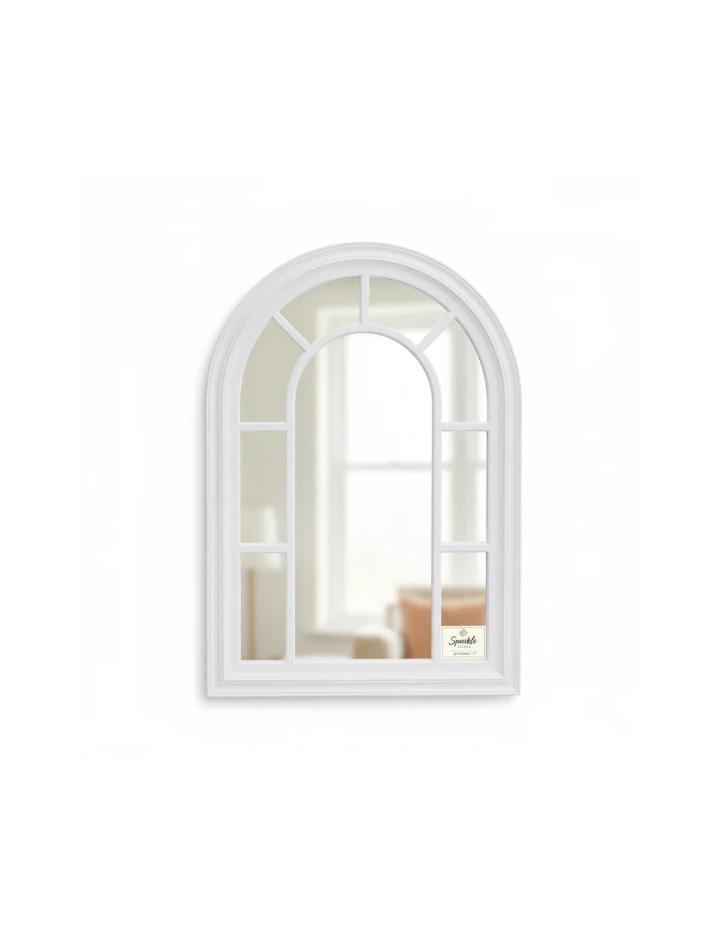 Sparkle Decors White Arched Window Style Wall Mirror - 70x50cm Elegant Modern Wall Décor