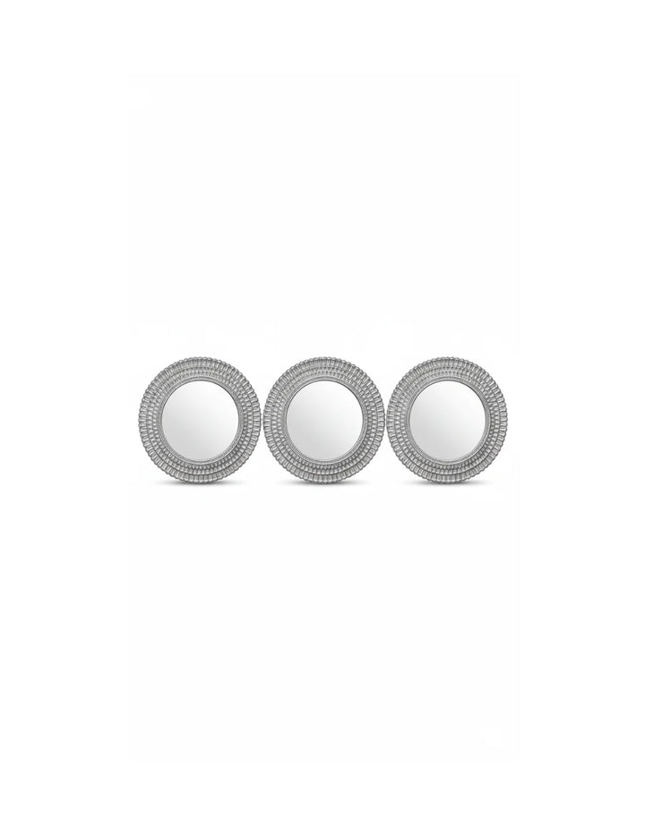 Sparkle Decors Moroccan Style Silver Round Wall Mirror Set of 3 - Art Deco Home Décor