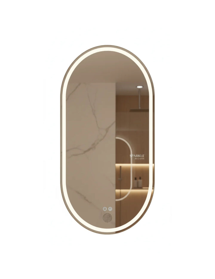 Sparkle Decors Silver Oval Smart LED Bathroom Mirror 80×50 cm