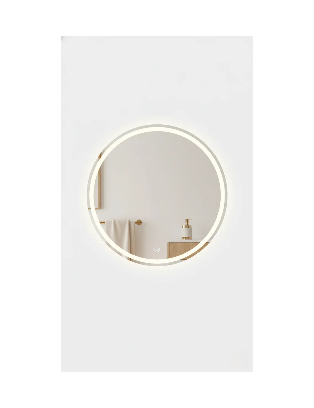 Sparkle Decors Silver Round LED Bathroom Mirror with Bluetooth, Anti-Fog Pad & Touch Dimmer – 60 cm