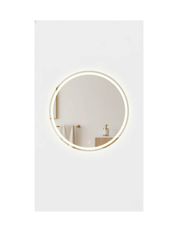 Sparkle Decors Silver Round LED Bathroom Mirror with Bluetooth, Anti-Fog Pad & Touch Dimmer – 60 cm