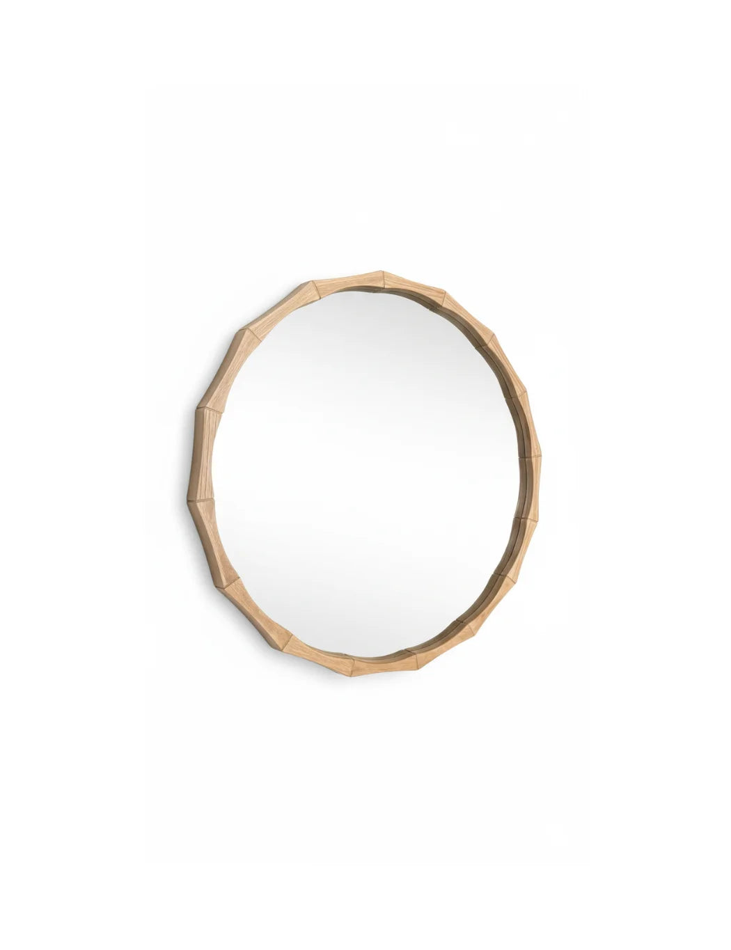 Sparkle Decors Bamboo Effect Round Wall Mirror – Natural Wood Style Hanging Mirror for Bathroom, Living Room & Bedroom (60–80cm)