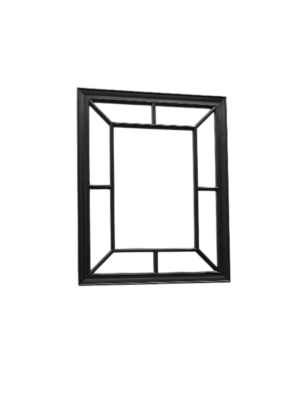 Sparkle Decors Large Window-Style Rectangular Wall Mirror 76x60cm – Antique Window Frame Look (Black)