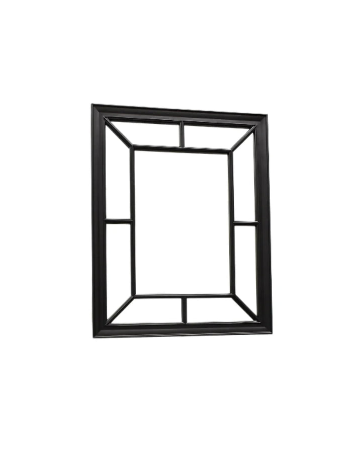 Sparkle Decors Large Window-Style Rectangular Wall Mirror 76x60cm – Antique Window Frame Look (Black)