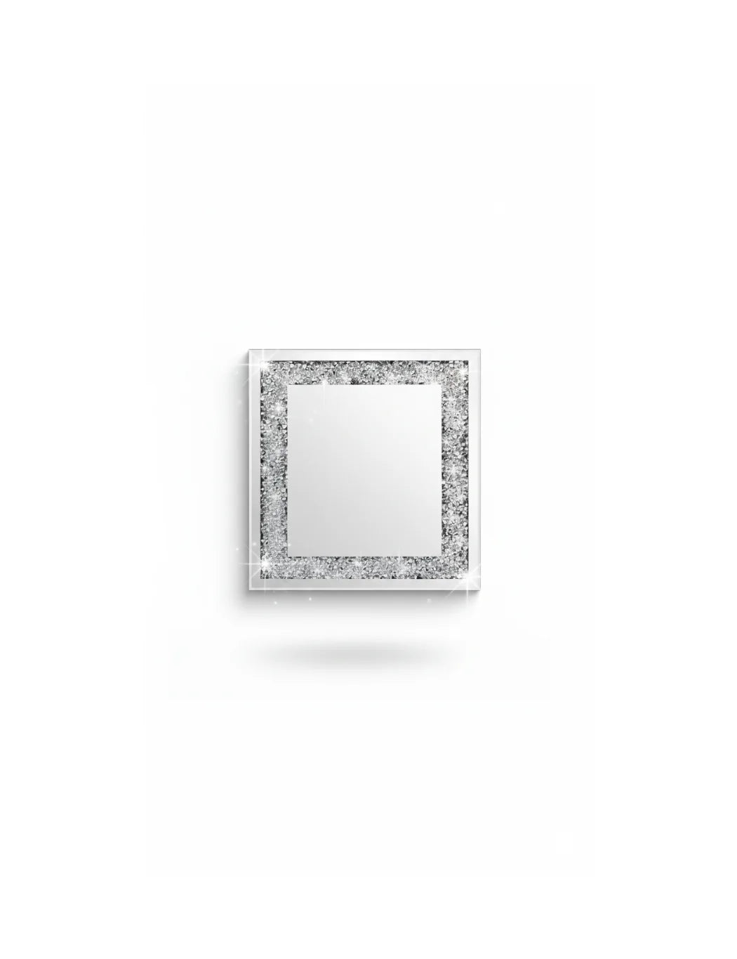 Sparkle Decors 60x60cm Silver Diamond Crush Wall Mirror – Luxury Frameless Decorative Mirror for Living Room & Hallway