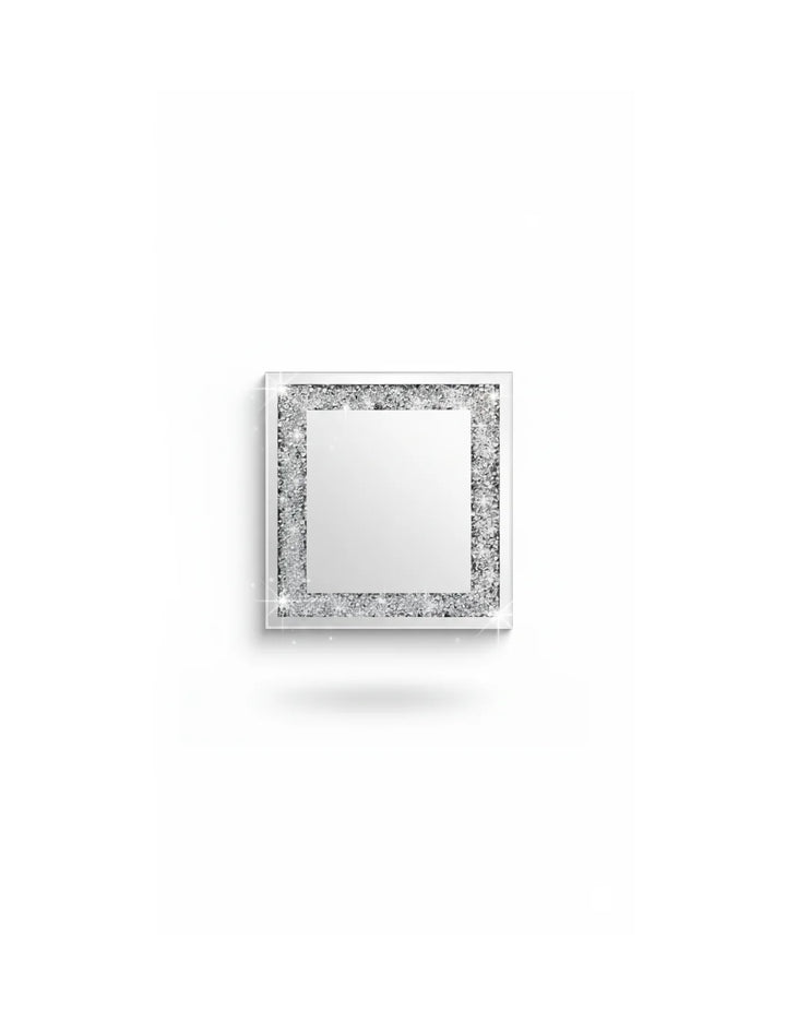 Sparkle Decors 60x60cm Silver Diamond Crush Wall Mirror – Luxury Frameless Decorative Mirror for Living Room & Hallway
