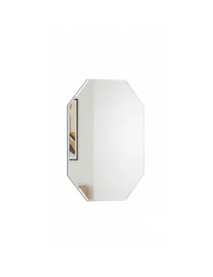 Sparkle Decors Octagonal Frameless Bathroom Mirror – Modern Bevelled Edge Wall Mirror 50x70cm