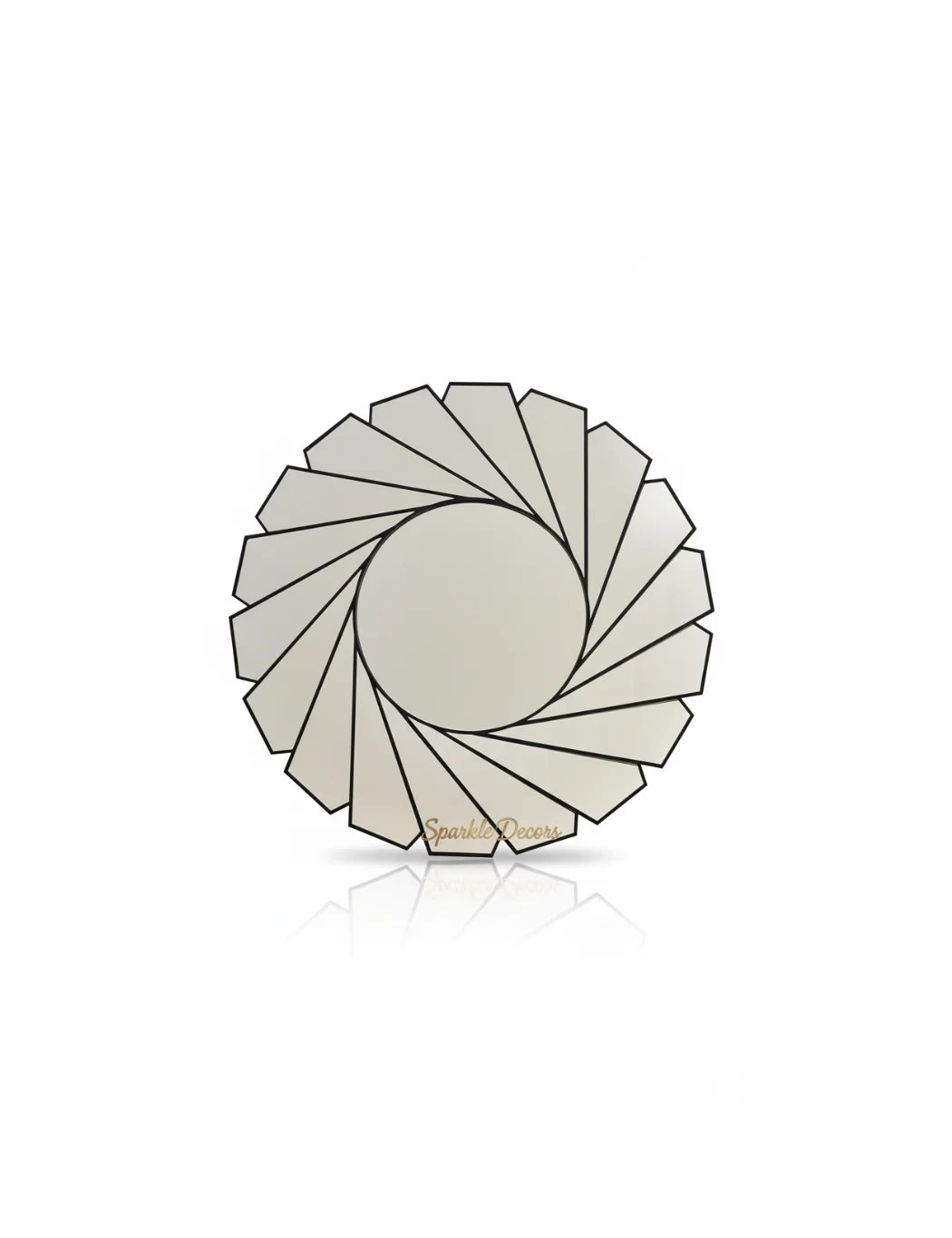 Sparkle Decors Black Swirl Art Deco Round Wall Mirror 61 cm – Modern Glass Frame Home Decor Accent Mirror