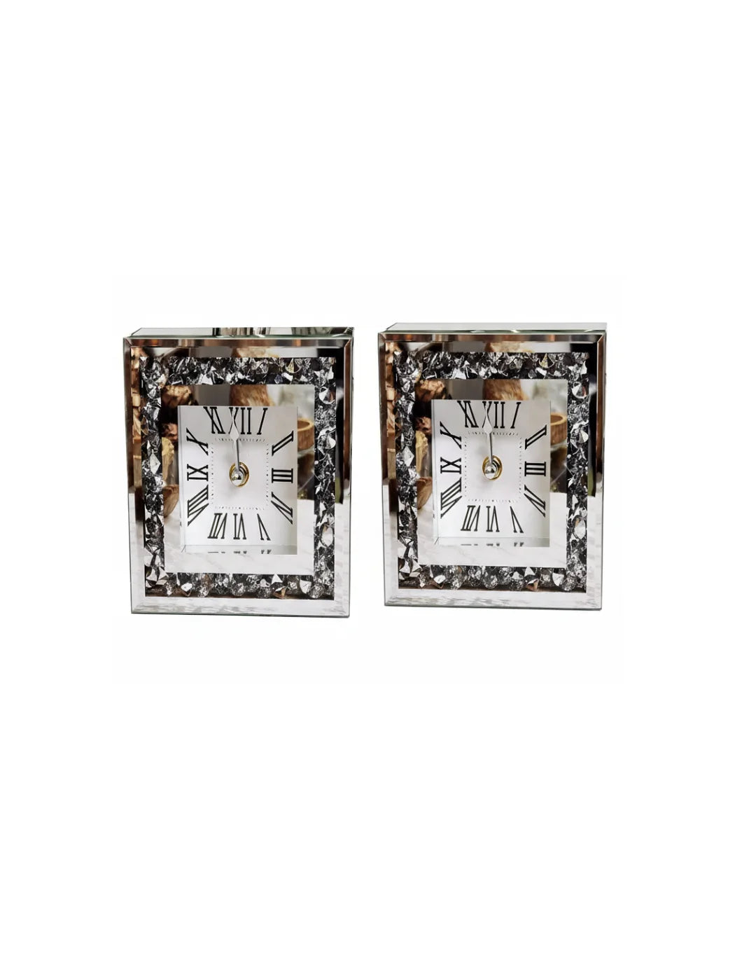 Elegant Diamante Glass Table Clock Set Pack of 2 – Sparkle Decors