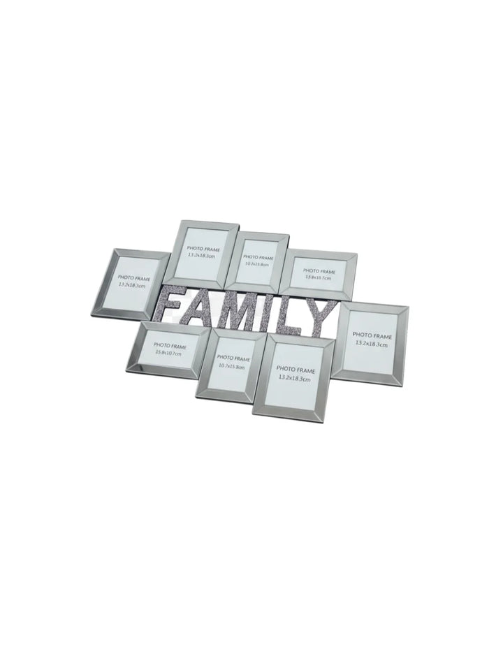 Large Diamante Mirrored Family Photo Frame Décor – Sparkle Decors
