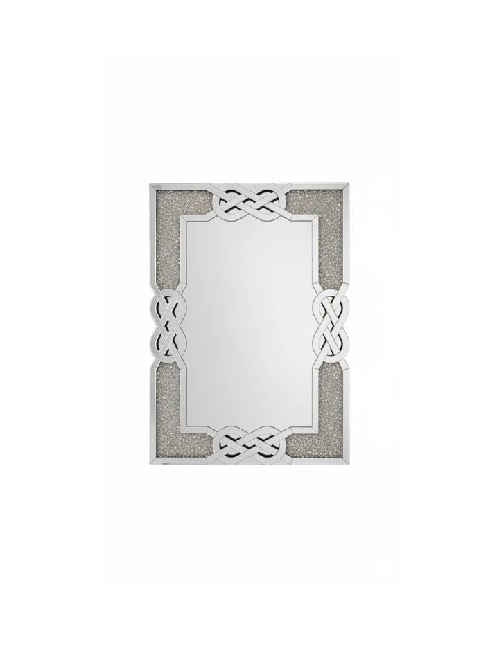 Sparkle Decors Celtic Cross Diamond Crush Wall Mirror – Silver Glitz Rectangular Mirror for Living Room & Bedroom (100x70cm)
