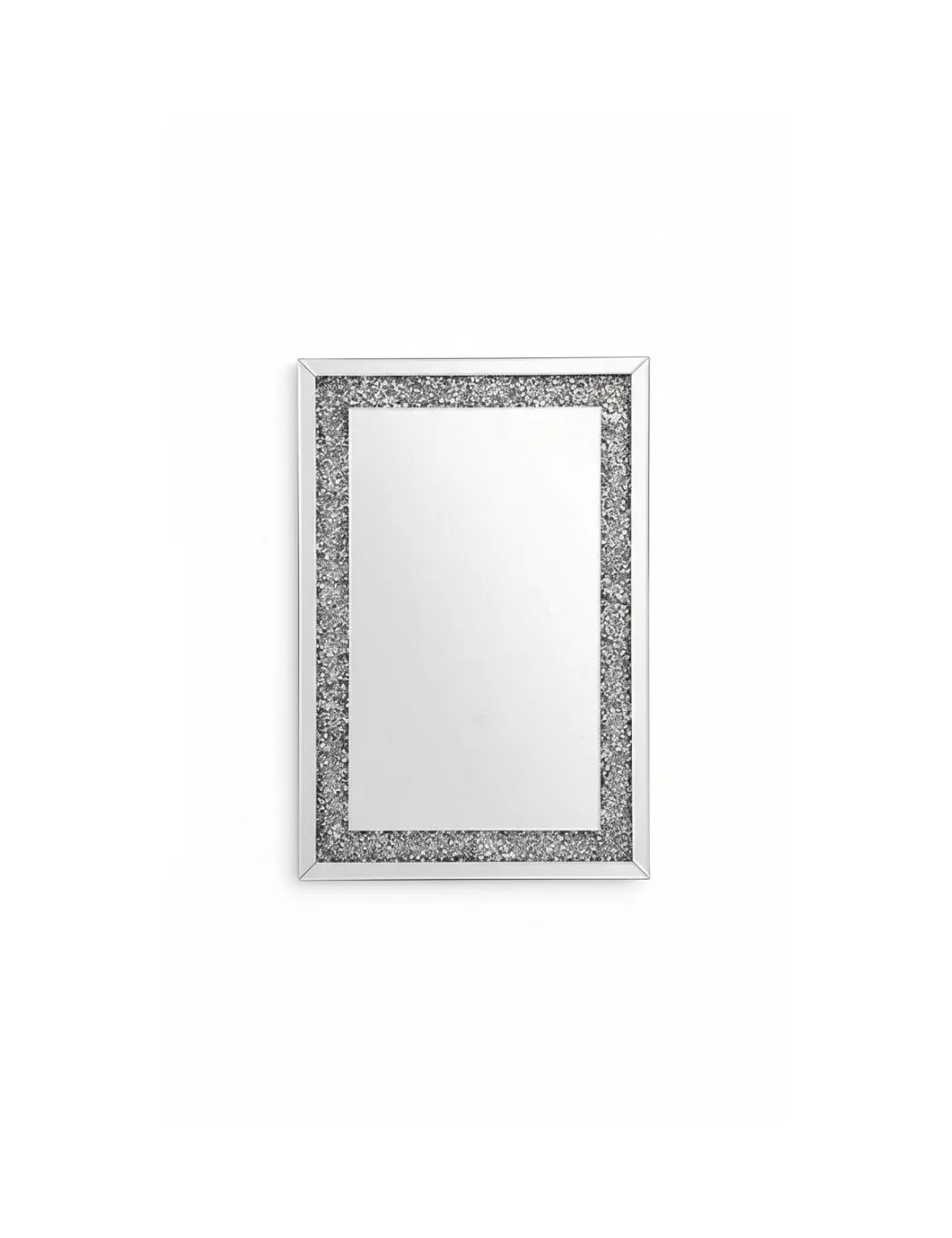 Sparkle Decors Full Border Crushed Jewel Wall Mirror – Diamond Crystal Square Decorative Mirror 40x60cm