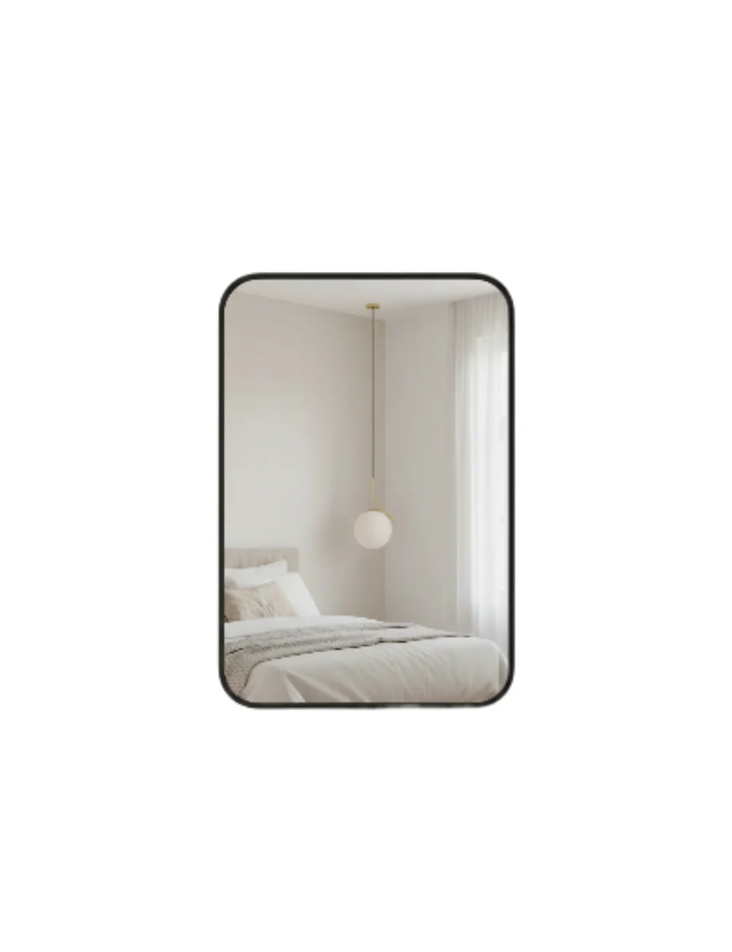 Sparkle Decors Camden Full-Length Black Curved Metal Wall Mirror 120x40cm - Modern Aluminum Frame