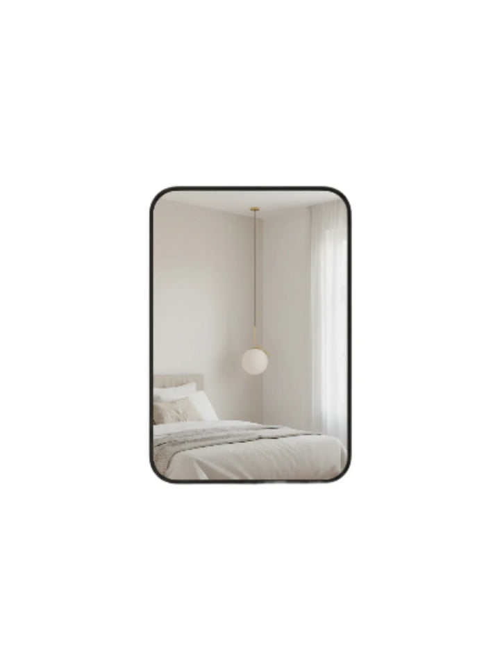 Sparkle Decors Camden Full-Length Black Curved Metal Wall Mirror 120x40cm - Modern Aluminum Frame