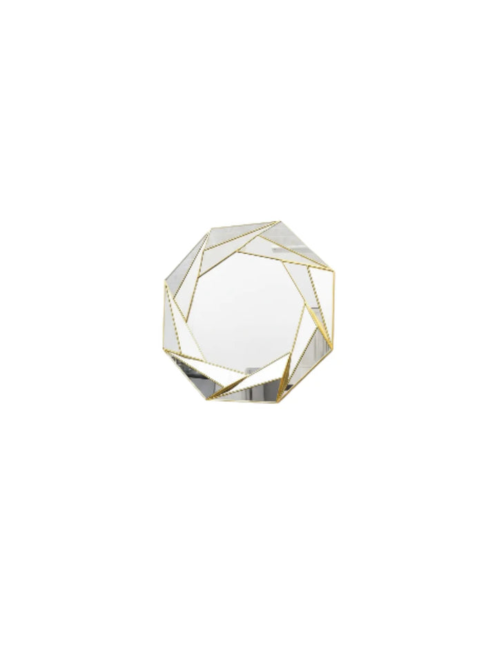 Sparkle Decors 66cm Gold Octagonal Wall Mirror – Modern Round-Edge Decorative Hanging Mirror for Living Room & Bedroom