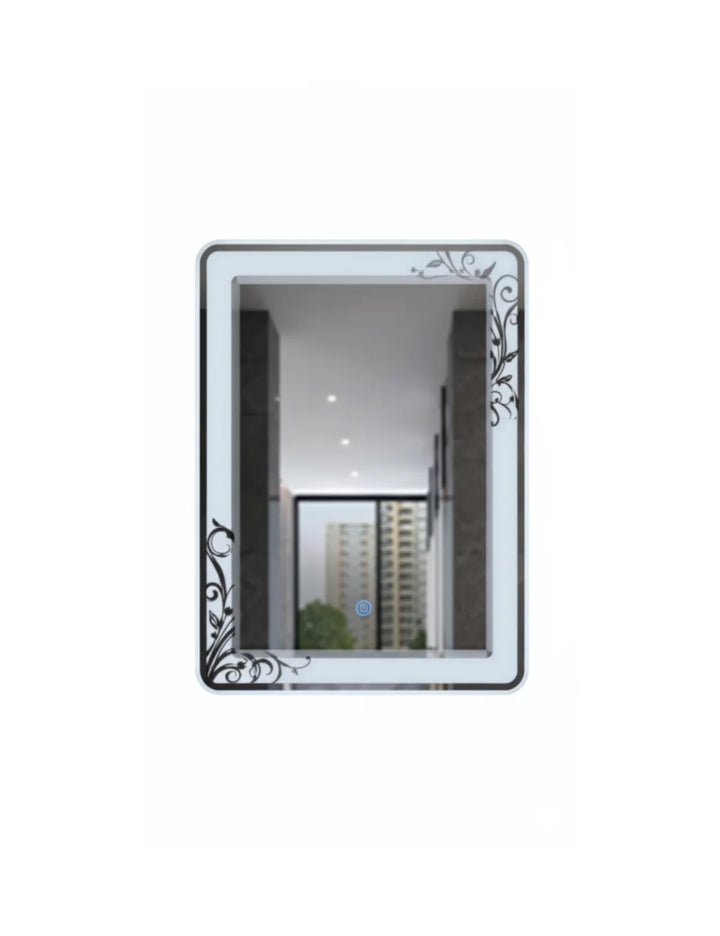 Sparkle Decors Double LED Bathroom Mirror with Touch Sensor & Anti-Fog Pad – 70x50cm Rectangular Backlit Mirror