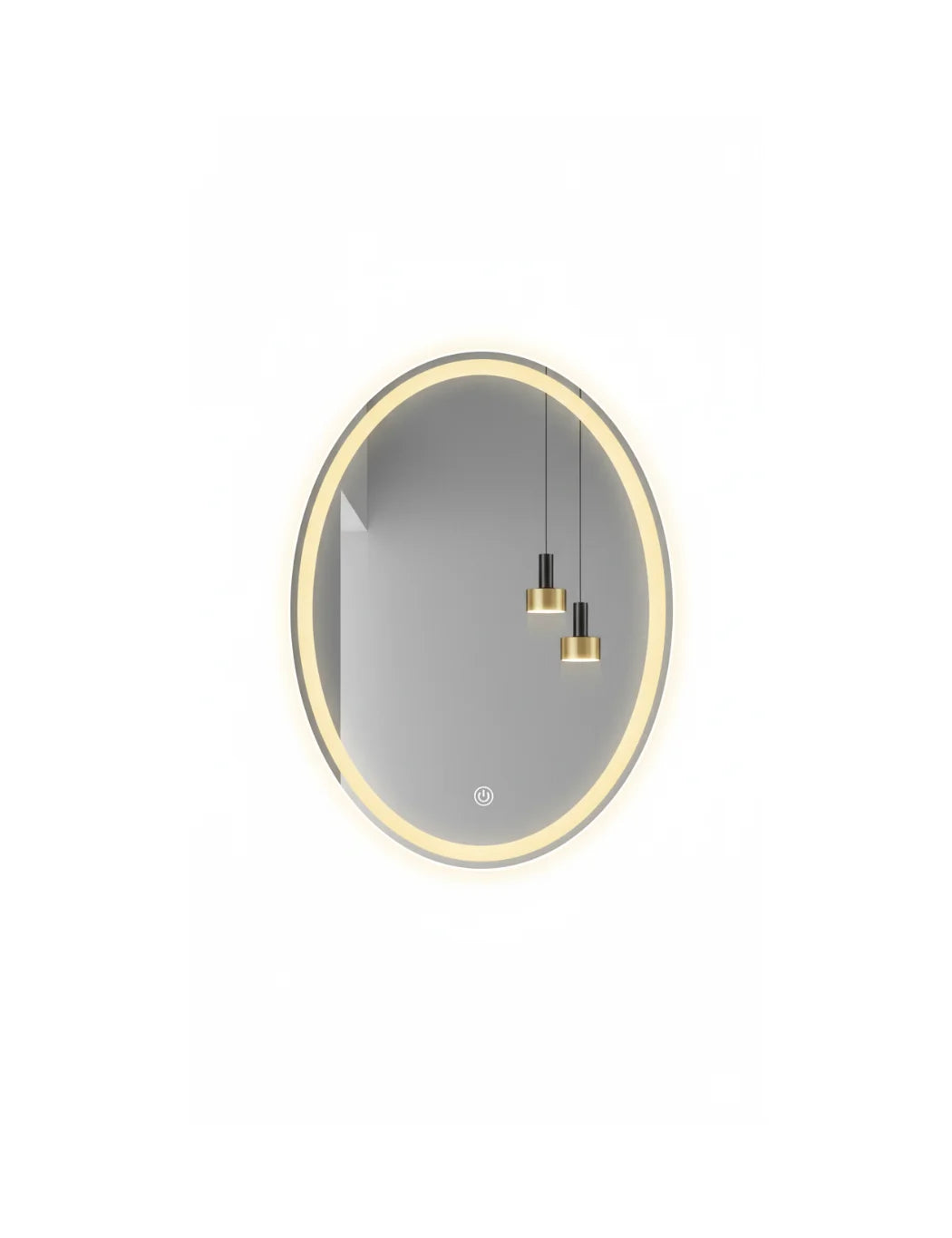 Double LED Oval Lighted Bathroom Wall Mirror – 3 Colour Touch Switch, Anti-Fog & Backlit (70×50 cm)