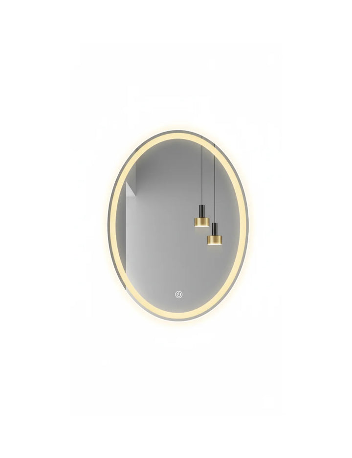Double LED Oval Lighted Bathroom Wall Mirror – 3 Colour Touch Switch, Anti-Fog & Backlit (70×50 cm)