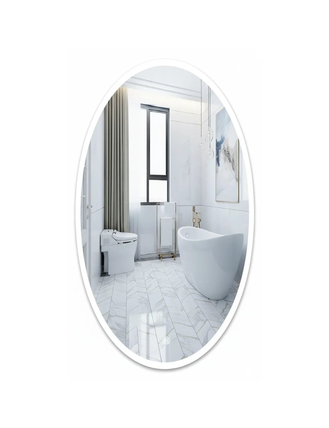 Oval Frameless Wall Mirror 50x70 cm – Minimalist Bathroom & Living Room Mirror