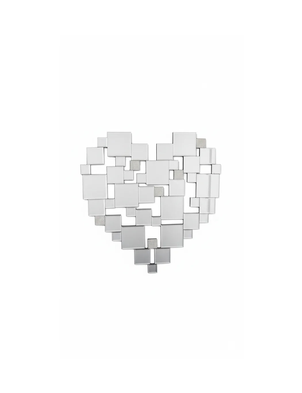 Heart Shaped Patchwork Glass Wall Mirror 60×60 cm – Sparkle Decors