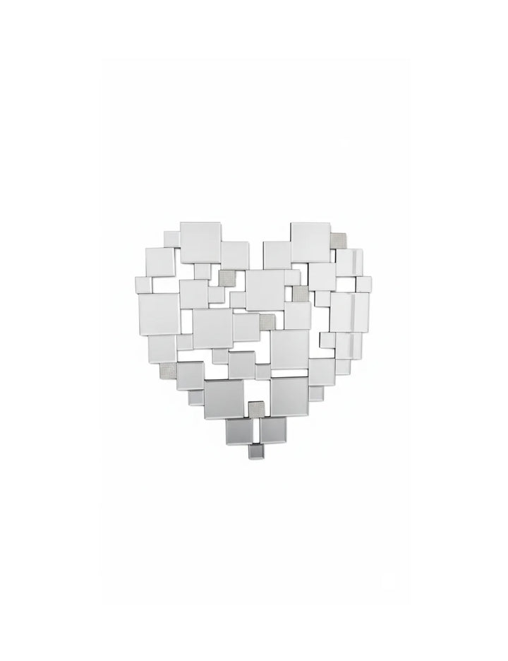 Heart Shaped Patchwork Glass Wall Mirror 60×60 cm – Sparkle Decors