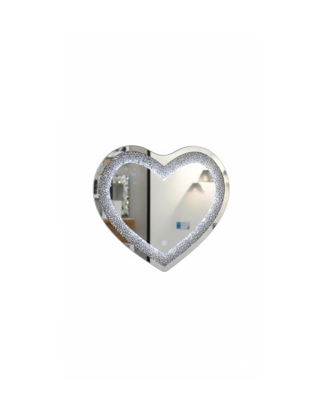 LED Heart Shaped Wall Mirror with Crushed Crystal Bling 80×70 cm – Sparkle Decors