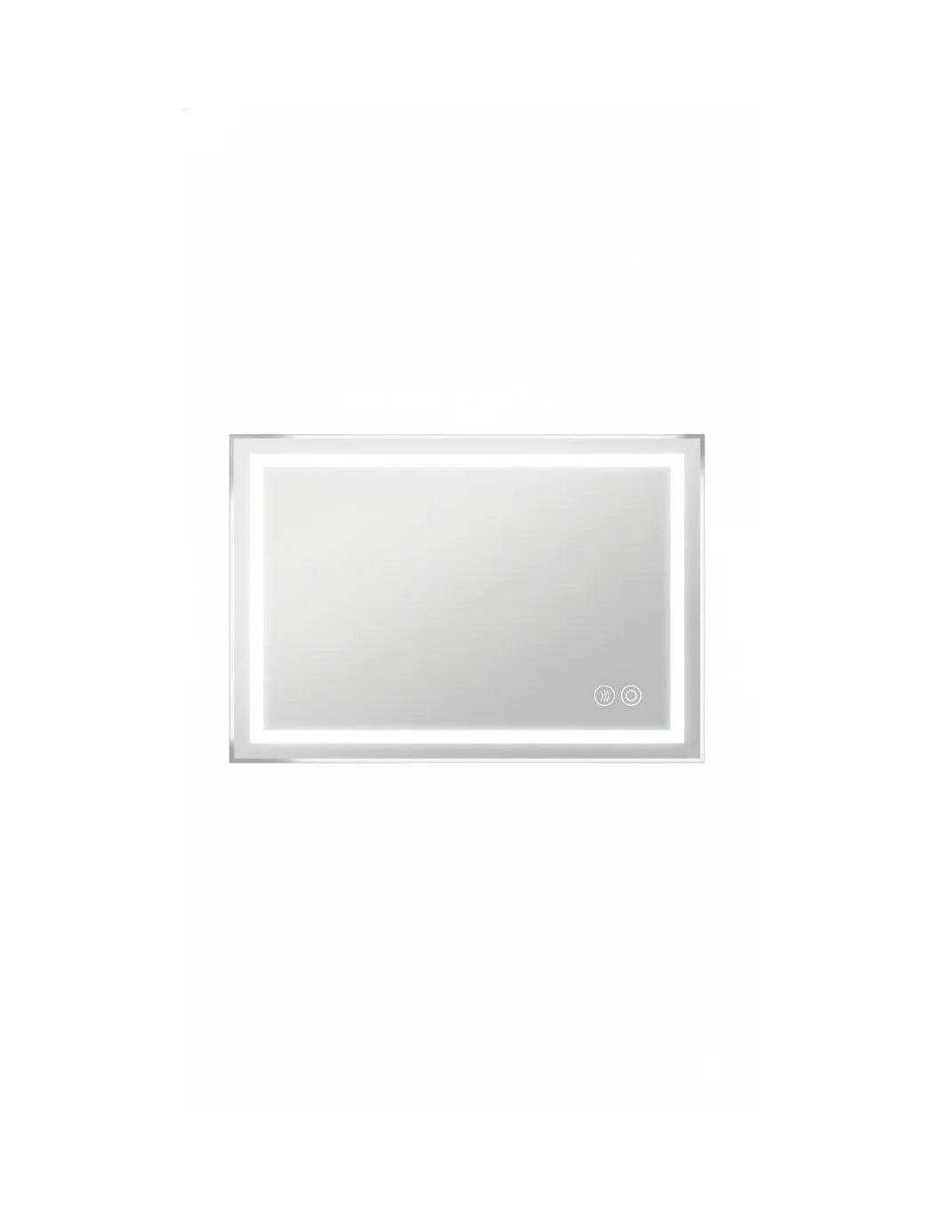 Silver LED Bathroom Mirror with Bluetooth, Dimmer & Anti-Fog – Rectangular 70 × 50 cm