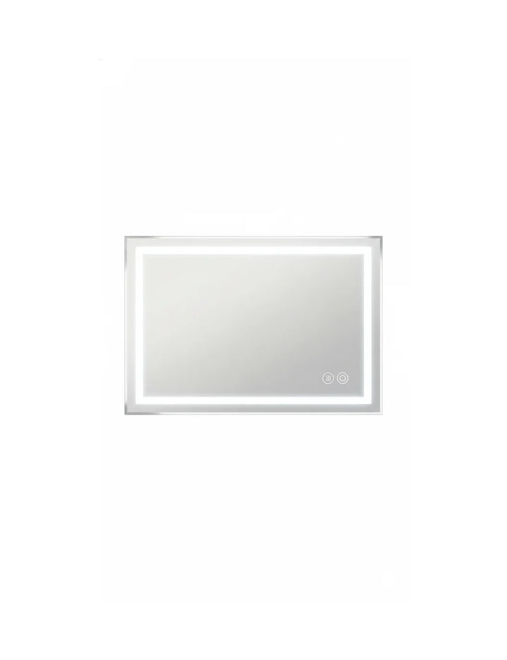 Silver LED Bathroom Mirror with Bluetooth, Dimmer & Anti-Fog – Rectangular 70 × 50 cm