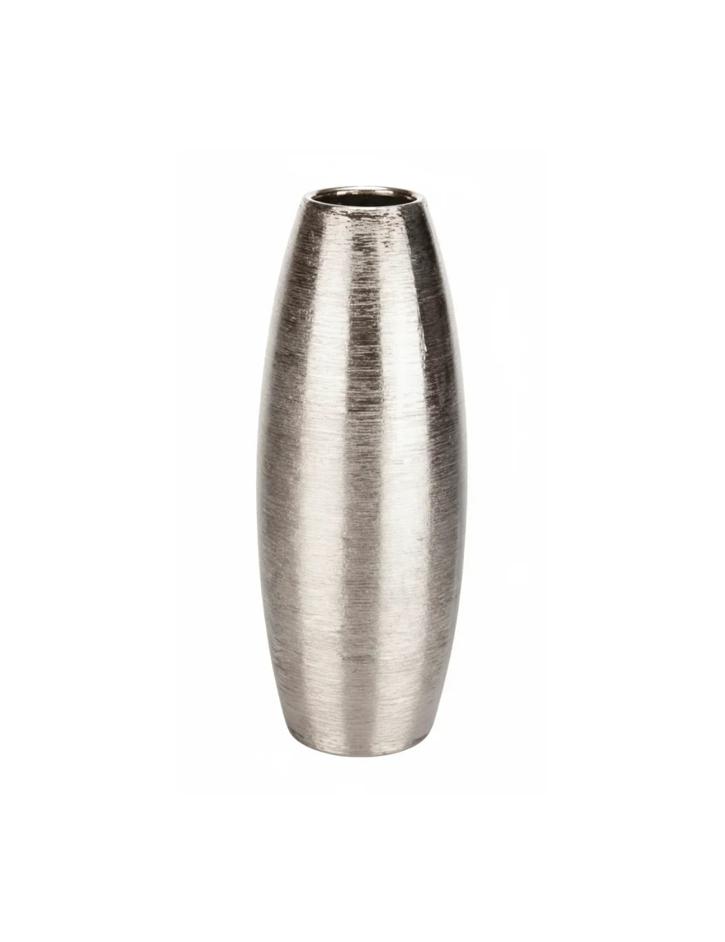 Silver Shimmer Textured Oval Vase Modern Home Décor | Sparkle Decors